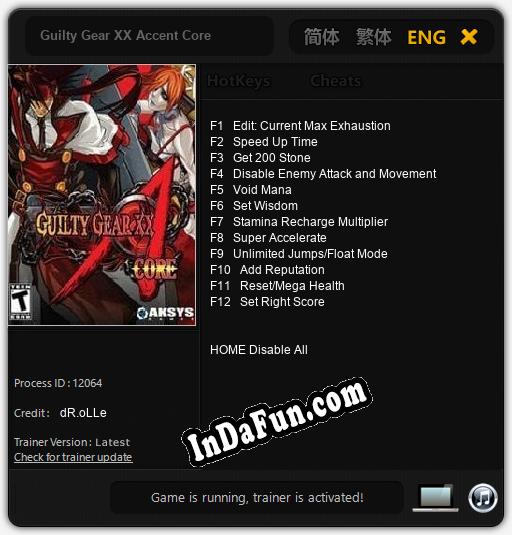 Guilty Gear XX Accent Core: Cheats, Trainer +12 [dR.oLLe]