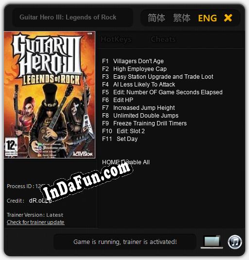 Guitar Hero III: Legends of Rock: TRAINER AND CHEATS (V1.0.31)