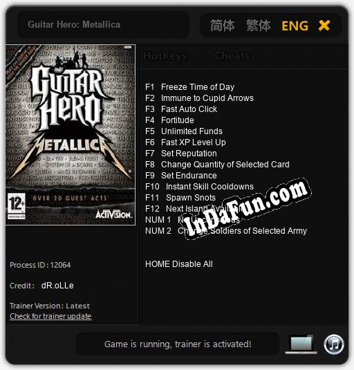 Trainer for Guitar Hero: Metallica [v1.0.8]