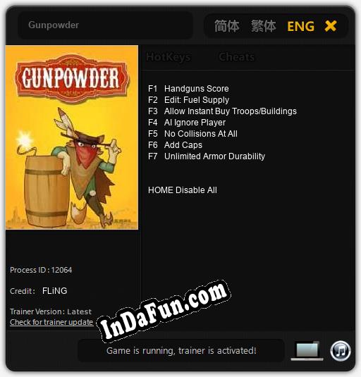 Trainer for Gunpowder [v1.0.8]