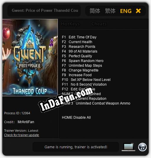 Gwent: Price of Power Thanedd Coup: TRAINER AND CHEATS (V1.0.10)