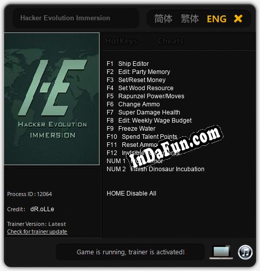 Hacker Evolution Immersion: TRAINER AND CHEATS (V1.0.64)