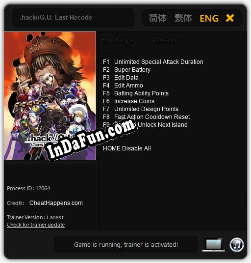 Trainer for .hack//G.U. Last Recode [v1.0.5]