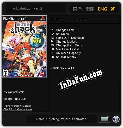 .hack//Mutation Part 2: Trainer +8 [v1.3]