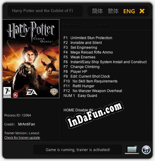 Harry Potter and the Goblet of Fire: TRAINER AND CHEATS (V1.0.80)