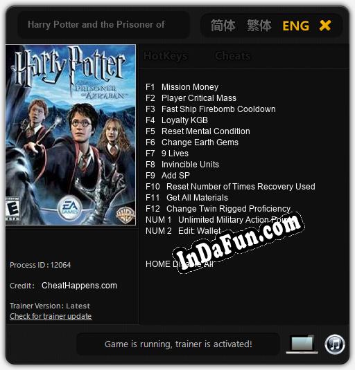 Harry Potter and the Prisoner of Azkaban: Cheats, Trainer +14 [CheatHappens.com]