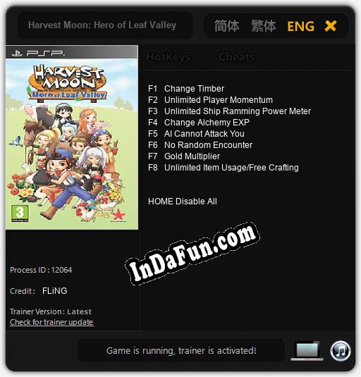 Trainer for Harvest Moon: Hero of Leaf Valley [v1.0.8]