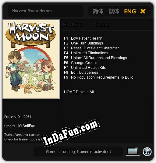 Harvest Moon Heroes: Trainer +9 [v1.2]