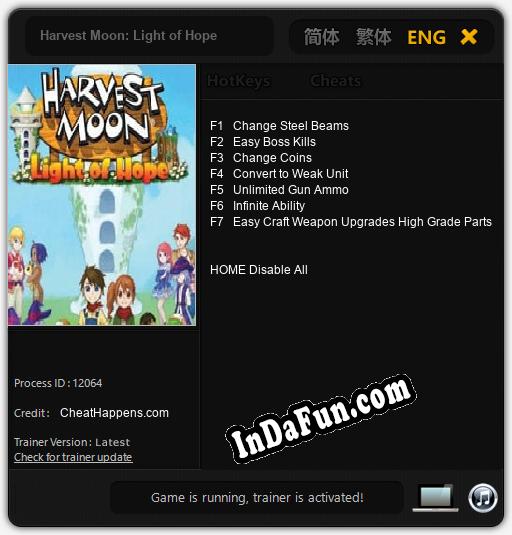 Harvest Moon: Light of Hope: Cheats, Trainer +7 [CheatHappens.com]