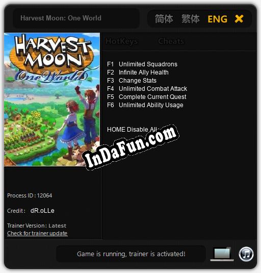 Harvest Moon: One World: Trainer +6 [v1.8]