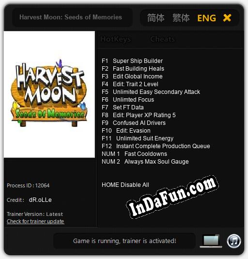 Harvest Moon: Seeds of Memories: Cheats, Trainer +14 [dR.oLLe]