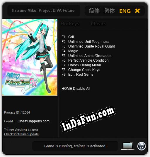 Hatsune Miku: Project DIVA Future Tone DX: Cheats, Trainer +9 [CheatHappens.com]