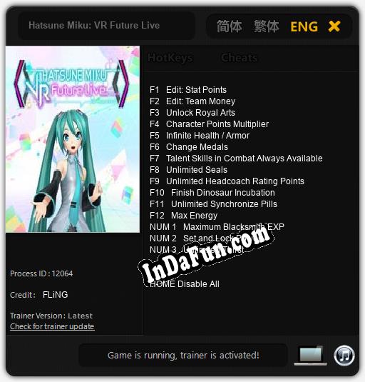 Trainer for Hatsune Miku: VR Future Live [v1.0.1]