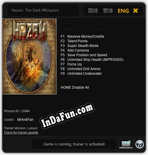 Hazen: The Dark Whispers: Cheats, Trainer +9 [MrAntiFan]