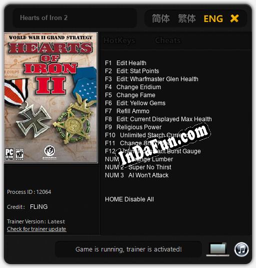 Trainer for Hearts of Iron 2 [v1.0.5]