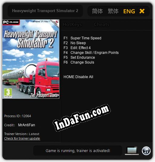 Trainer for Heavyweight Transport Simulator 2 [v1.0.1]