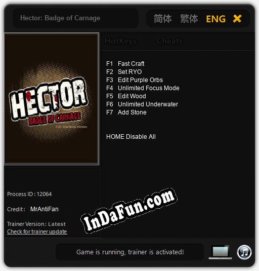 Hector: Badge of Carnage: TRAINER AND CHEATS (V1.0.32)