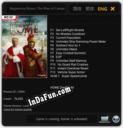Hegemony Rome: The Rise of Caesar: TRAINER AND CHEATS (V1.0.13)