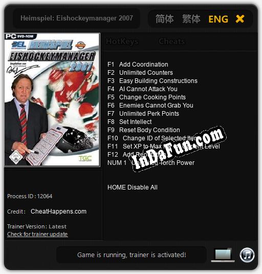 Heimspiel: Eishockeymanager 2007: Cheats, Trainer +13 [CheatHappens.com]