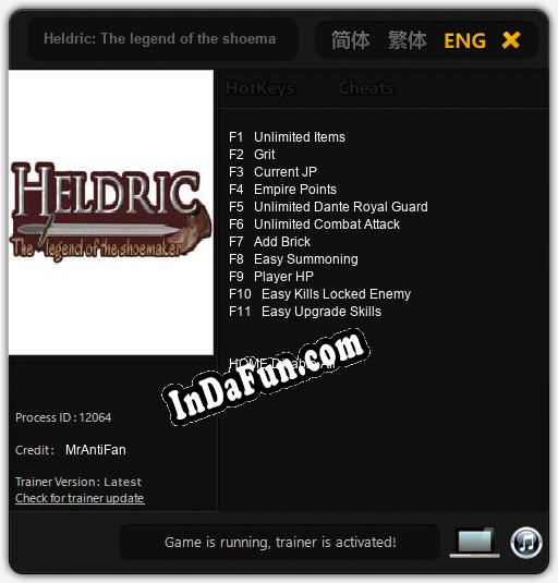 Trainer for Heldric: The legend of the shoemaker [v1.0.8]