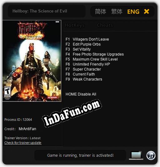 Hellboy: The Science of Evil: TRAINER AND CHEATS (V1.0.38)