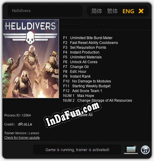 Helldivers: Trainer +14 [v1.9]