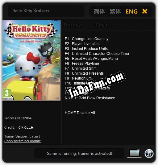 Hello Kitty Kruisers: Cheats, Trainer +13 [dR.oLLe]