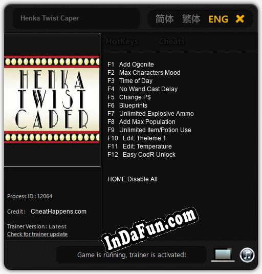 Henka Twist Caper: Cheats, Trainer +12 [CheatHappens.com]