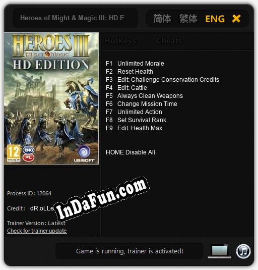 Trainer for Heroes of Might & Magic III: HD Edition [v1.0.2]