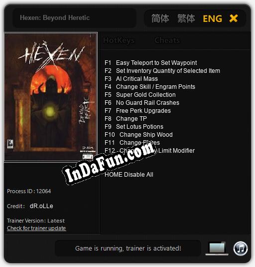 Hexen: Beyond Heretic: Trainer +12 [v1.5]