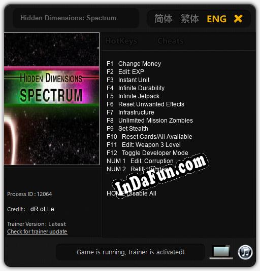 Hidden Dimensions: Spectrum: Trainer +14 [v1.2]