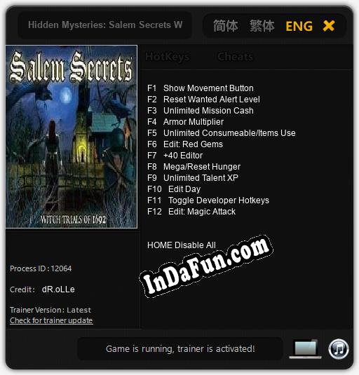 Hidden Mysteries: Salem Secrets Witch Trials of 1692: TRAINER AND CHEATS (V1.0.91)