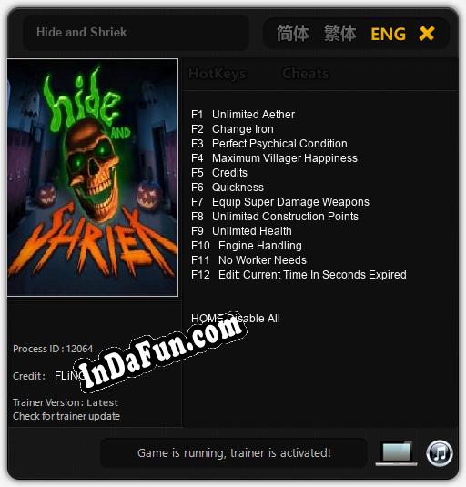 Trainer for Hide and Shriek [v1.0.9]