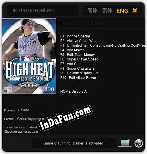 Trainer for High Heat Baseball 2003 [v1.0.9]