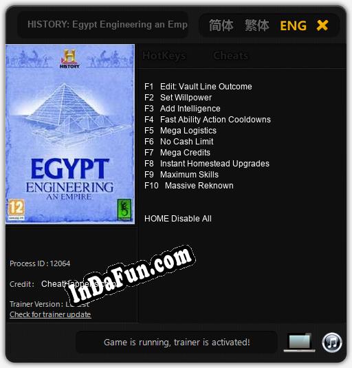 HISTORY: Egypt Engineering an Empire: TRAINER AND CHEATS (V1.0.18)