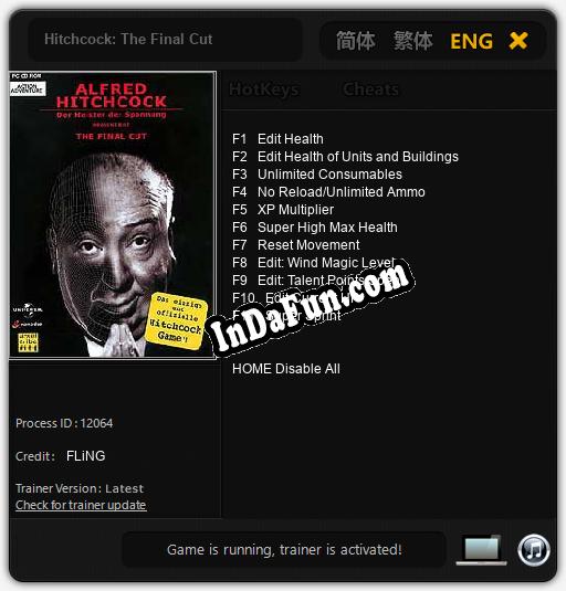 Hitchcock: The Final Cut: Cheats, Trainer +11 [FLiNG]