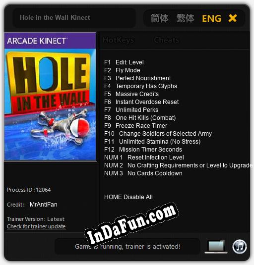 Hole in the Wall Kinect: TRAINER AND CHEATS (V1.0.42)