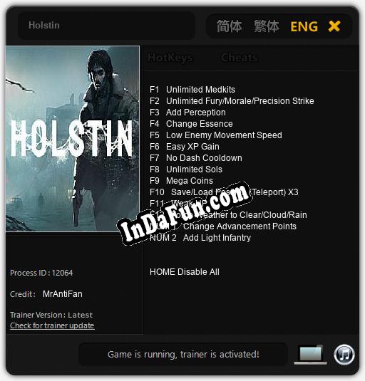 Holstin: TRAINER AND CHEATS (V1.0.62)