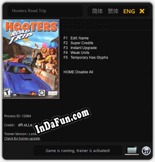 Trainer for Hooters Road Trip [v1.0.5]