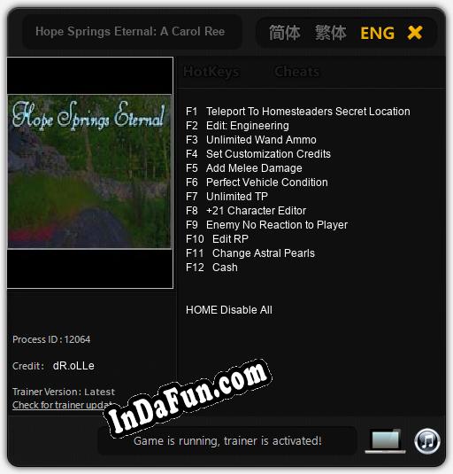 Hope Springs Eternal: A Carol Reed Mystery: TRAINER AND CHEATS (V1.0.37)