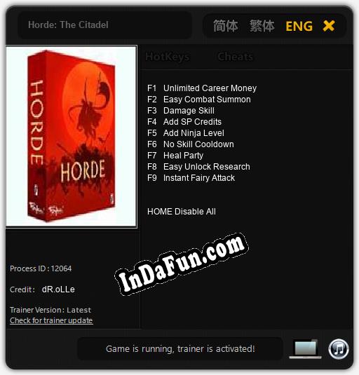 Horde: The Citadel: Cheats, Trainer +9 [dR.oLLe]