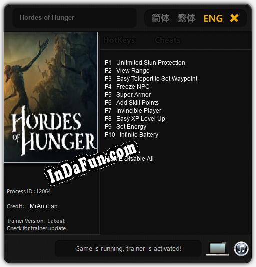 Hordes of Hunger: Trainer +10 [v1.1]