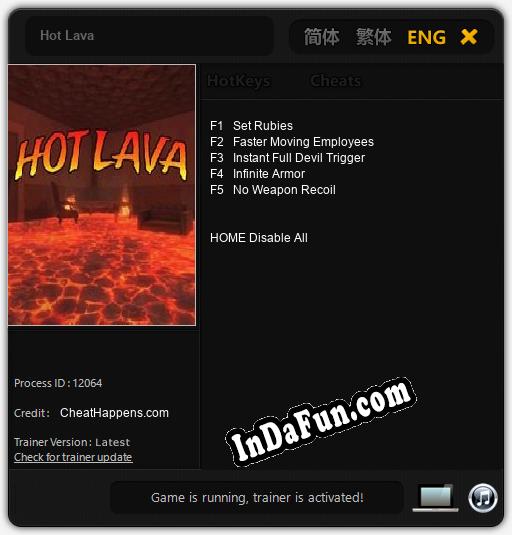 Hot Lava: TRAINER AND CHEATS (V1.0.14)