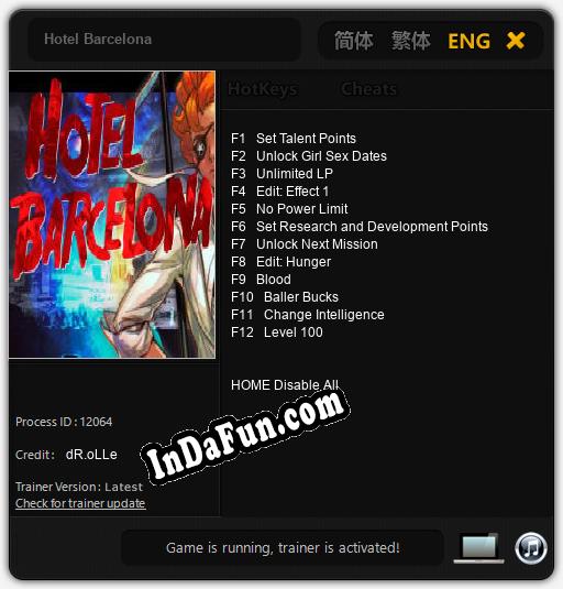 Hotel Barcelona: Cheats, Trainer +12 [dR.oLLe]