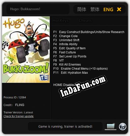 Trainer for Hugo: Bukkazoom! [v1.0.6]