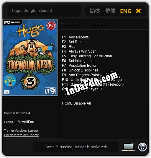 Hugo: Jungle Island 3: Cheats, Trainer +12 [MrAntiFan]