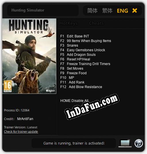 Hunting Simulator: Trainer +12 [v1.3]