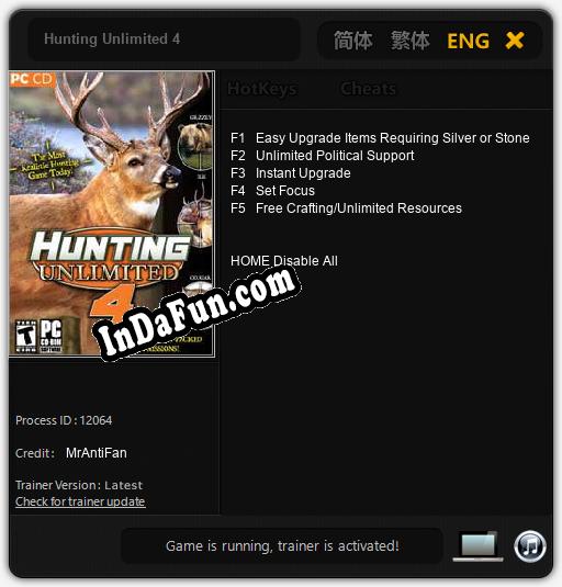 Hunting Unlimited 4: TRAINER AND CHEATS (V1.0.47)