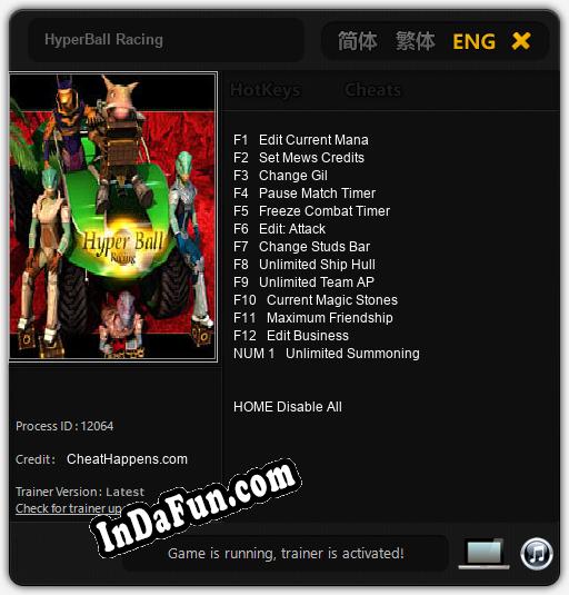 Trainer for HyperBall Racing [v1.0.5]