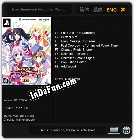 Trainer for Hyperdimension Neptunia: Producing Perfection [v1.0.8]